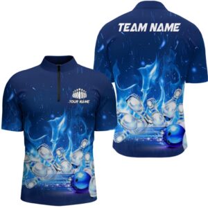 Bowling Shirts For Men Blue Flame Bowling…