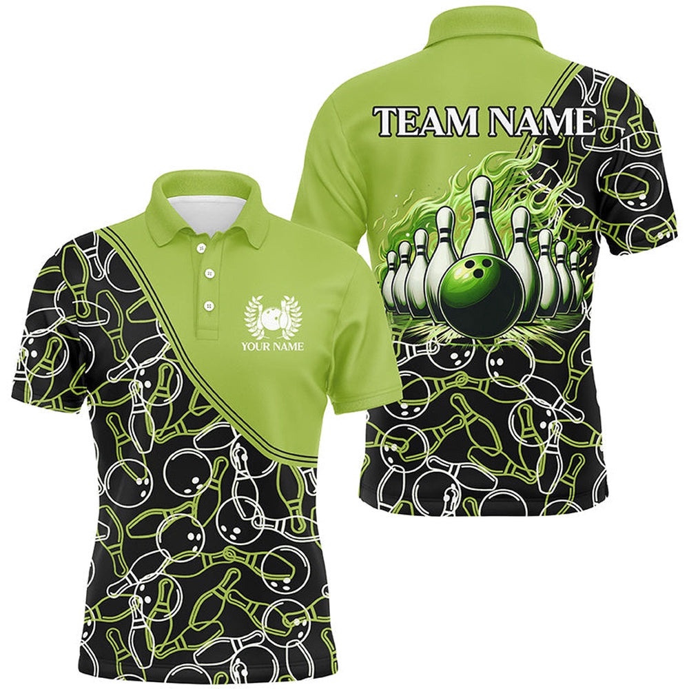 Bowling Shirts For Men Custom Name, Team Name Green Camo Bowling Ball And Pins, Team Bowling Polo Shirt, Personalized Bowling Team Shirt Bowling Shirts For Men Custom Name, Team Name Green Camo Bowling Ball And Pins, Team Bowling Polo Shirt, Personalized Bowling Team Shirt