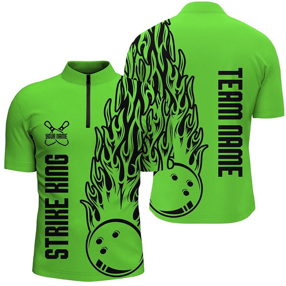 Bowling Shirts For Men Team Name Strike King Flaming Team Bowling Shirts Green, Custom Bowling Team Jersey Shirt Bowling Shirts For Men Team Name Strike King Flaming Team Bowling Shirts Green, Custom Bowling Team Jersey Shirt