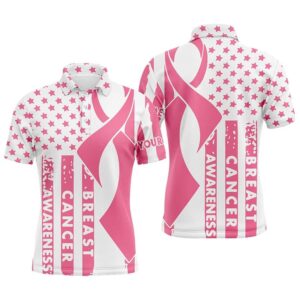 Breast Cancer Awareness White Pink American Flag…