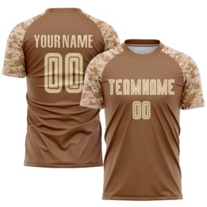Brown Cream Camo Sublimation Soccer Uniform Jersey,…