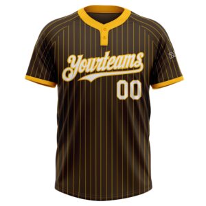 Brown Gold Pinstripe White Two Button Unisex Softball Jersey Custom Team Softball Jersey 2 xwglev.jpg