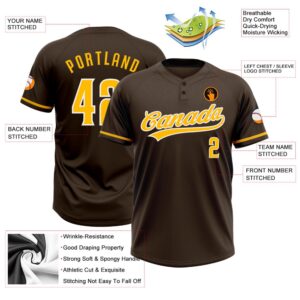 Brown Gold White Two Button Unisex Softball Jersey Custom Team Softball Jersey 3 cafyem.jpg