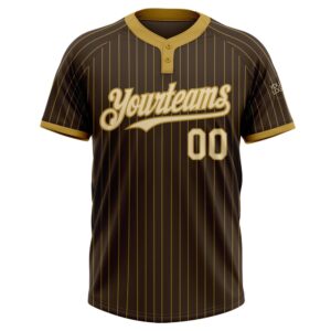 Brown Old Gold Pinstripe Cream Two Button Unisex Softball Jersey Custom Team Softball Jersey 2 a56fqx.jpg