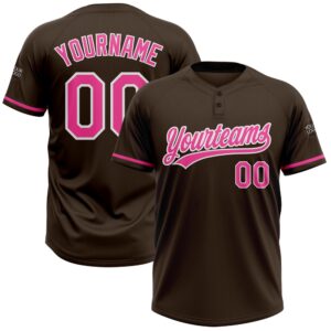 Brown Pink White Two Button Unisex Softball…