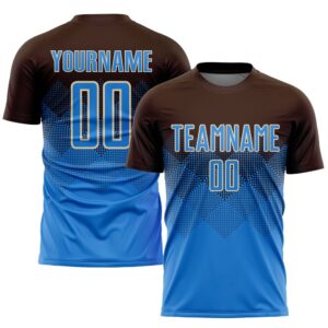 Brown Powder Blue Cream Sublimation Soccer Uniform…