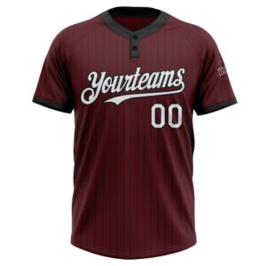 Burgundy Black Pinstripe White Two Button Unisex Softball Jersey Custom Team Softball Jersey 2 vx16pu.jpg