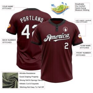 Burgundy Black Pinstripe White Two Button Unisex Softball Jersey Custom Team Softball Jersey 3 kde8di.jpg