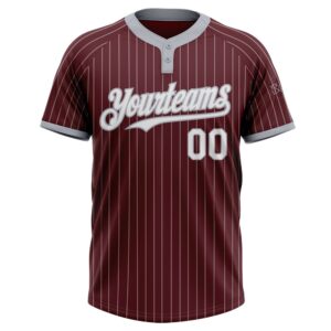 Burgundy Gray Pinstripe White Two Button Unisex Softball Jersey Custom Team Softball Jersey 2 s2a8ui.jpg