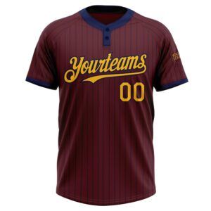Burgundy Navy Pinstripe Gold Two Button Unisex Softball Jersey Custom Team Softball Jersey 2 ow454k.jpg