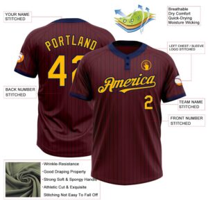 Burgundy Navy Pinstripe Gold Two Button Unisex Softball Jersey Custom Team Softball Jersey 3 pn8dgl.jpg