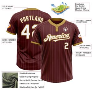Burgundy Old Gold Pinstripe White Two Button Unisex Softball Jersey Custom Team Softball Jersey 3 zsstov.jpg