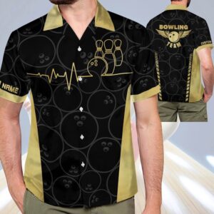 Button-Down Aloha Hawaiian Shirt, Custom Team Bowling…