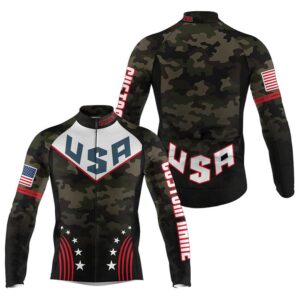 Camo American Cycling Jersey Men With 3…