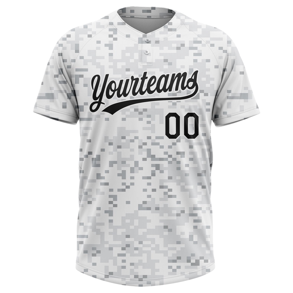 Camo Black White 3D Arctic Camouflage Two Button Unisex Softball Jersey, Custom Team Softball Jersey Camo Black White 3D Arctic Camouflage Two Button Unisex Softball Jersey, Custom Team Softball Jersey