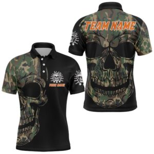 Camo Bowling Shirt Custom Skull Bowling Polo…