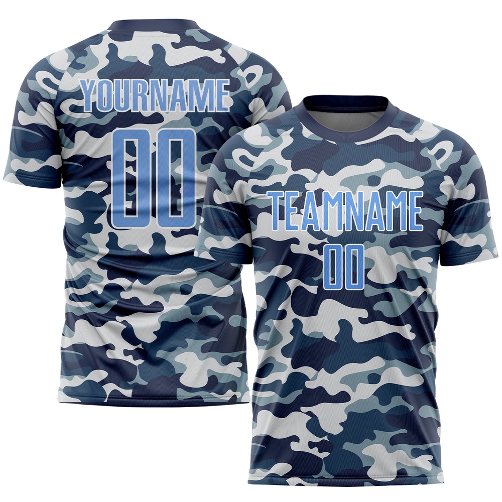 Camo Light Blue Royal Sublimation Salute To Service Soccer Uniform Jersey, Custom Team Soccer Jersey Shirt Camo Light Blue Royal Sublimation Salute To Service Soccer Uniform Jersey, Custom Team Soccer Jersey Shirt
