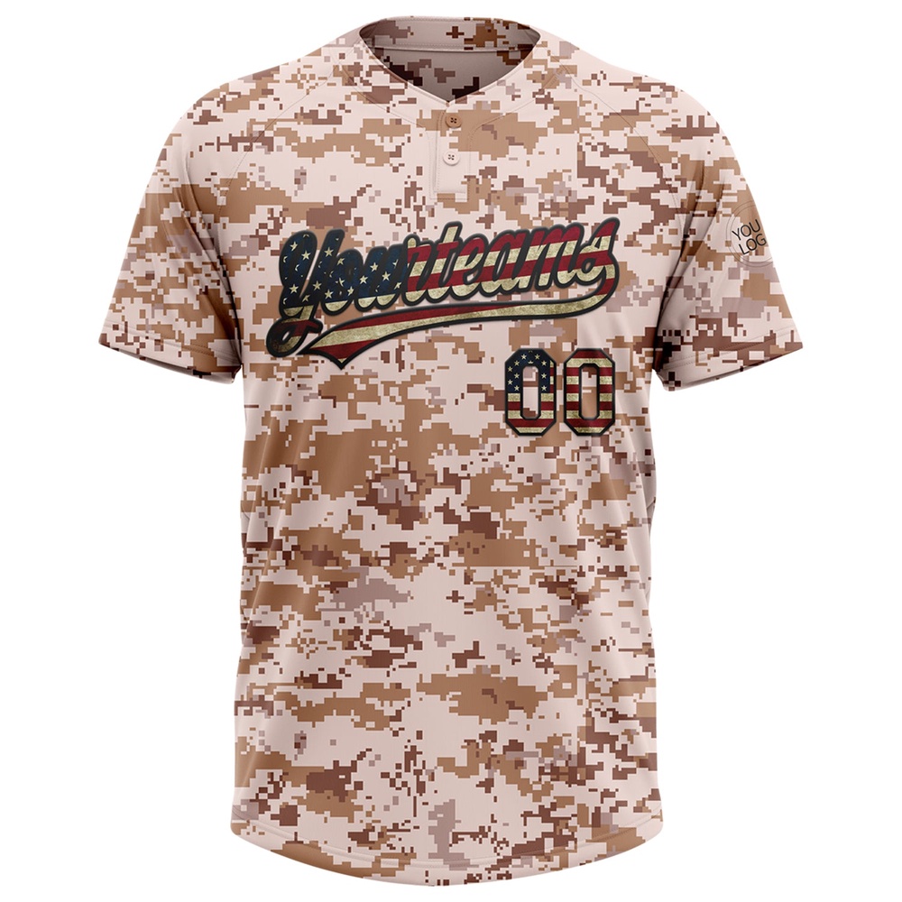 Camo Vintage USA Flag Black Salute To Service Two Button Unisex Softball Jersey, Custom Team Softball Jersey Camo Vintage USA Flag Black Salute To Service Two Button Unisex Softball Jersey, Custom Team Softball Jersey