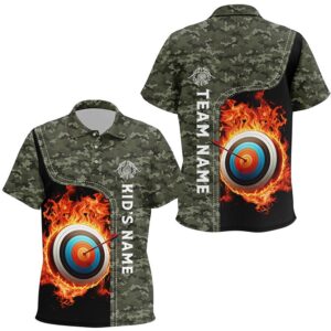Camouflage Flaming Target Archery Polo Shirts, Custom…