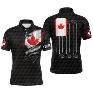 Canada Flag Black Men’s Golf Polo Shirt…