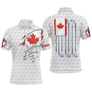 Canada Flag Golf Pattern Men’s Polo Shirt…