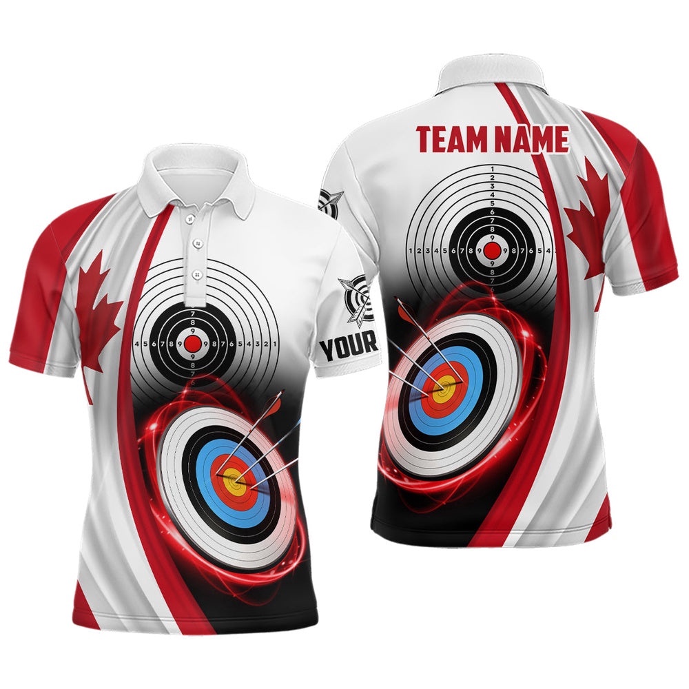Canadian Flag Archery Target Custom Men Polo Shirts, Patriotic Canada Archery Polo For Team, Custom Archery Team Polo Shirt Canadian Flag Archery Target Custom Men Polo Shirts, Patriotic Canada Archery Polo For Team, Custom Archery Team Polo Shirt