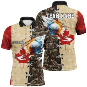 Canadian Flag Camo Men’s Golf Polo Shirts…