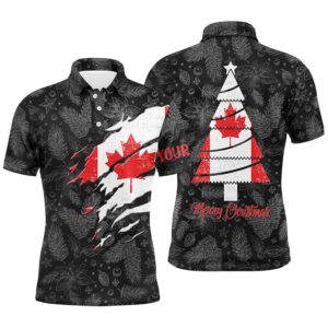 Canadian Flag Christmas Golf Men’s Polo Shirt…