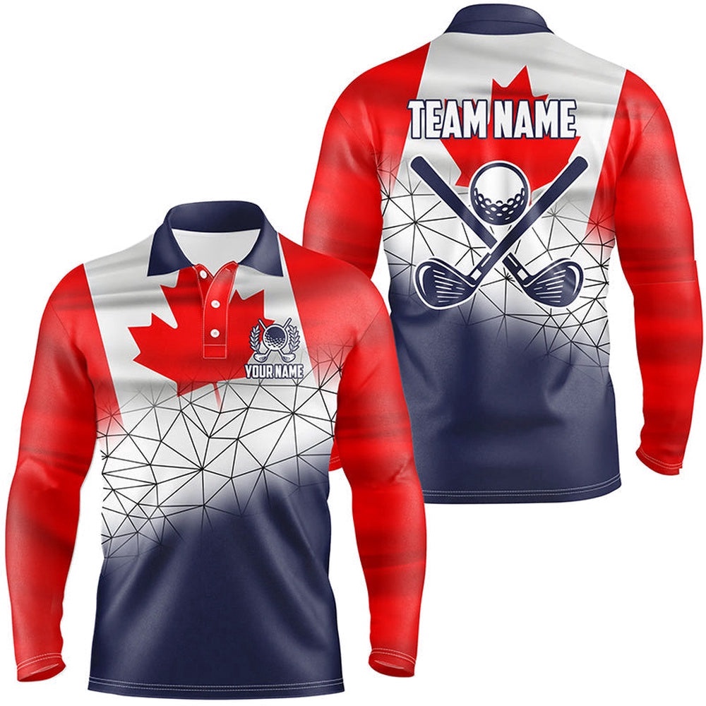 Canadian Flag Golf Clubs Navy Geometric Pattern Men Golf Polo Shirts Custom Patriotic Golf Outfits Men, Golf Polo Shirt, Golf Shirts Canadian Flag Golf Clubs Navy Geometric Pattern Men Golf Polo Shirts Custom Patriotic Golf Outfits Men, Golf Polo Shirt, Golf Shirts