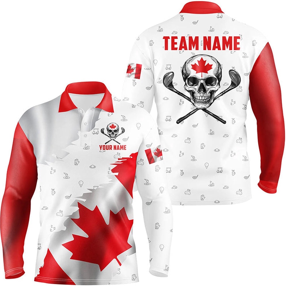 Canadian Flag Golf Clubs Skull Golf Camo Men Golf Polo Shirts Custom Patriotic Golf Team Jerseys, Golf Polo Shirt, Golf Shirts Canadian Flag Golf Clubs Skull Golf Camo Men Golf Polo Shirts Custom Patriotic Golf Team Jerseys, Golf Polo Shirt, Golf Shirts