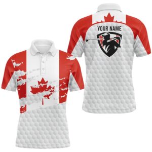 Canadian Flag Men Golf Polo Shirts Custom…