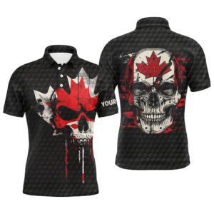 Canadian Flag Skull Men’s Golf Polo Shirts…