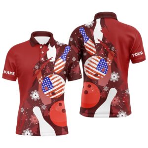 Christmas American Flag Bowling Polo Shirts For…