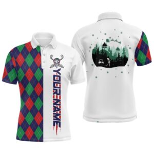Christmas Argyle Pattern Men’s Golf Polo Shirt…