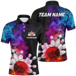 Colorful Bowling Polo Shirts For Men Smoke…