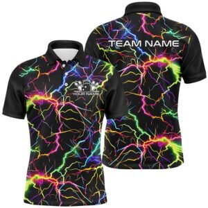 Colorful Lightning Custom Bowling Polo Shirts For…