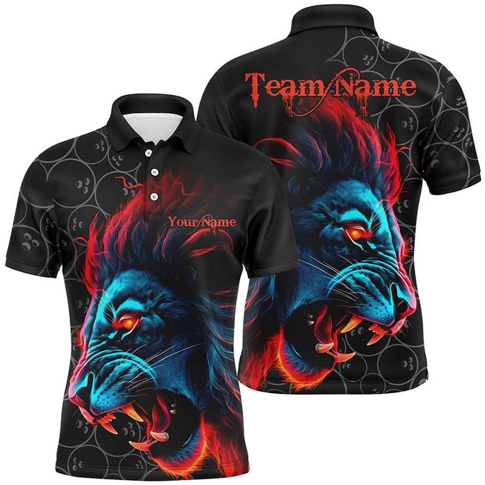 Colorful Lion Bowling Team Polo Shirt Custom Men Bowling League Polo Shirts Bowlers Outfits Apparel, Personalized Bowling Team Shirt Colorful Lion Bowling Team Polo Shirt Custom Men Bowling League Polo Shirts Bowlers Outfits Apparel, Personalized Bowling Team Shirt