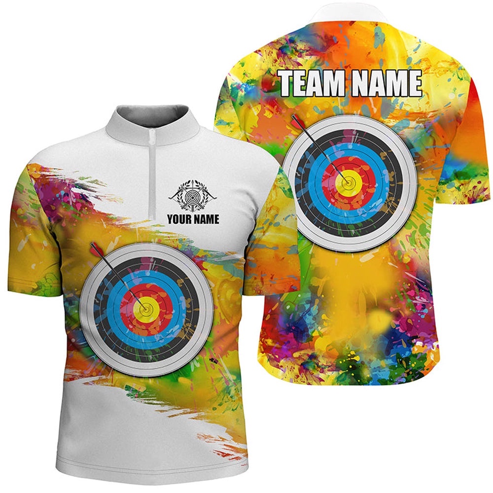 Colorful Target Archery Men Polo & Jersey Shirt Custom Archery Jerseys Attire For Archer, Custom Archery Team Shirt