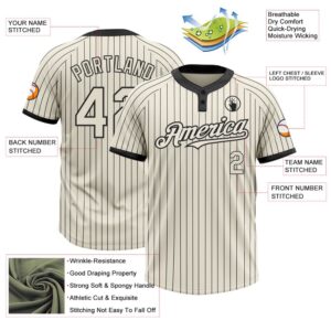 Cream Black Pinstripe Black Two Button Unisex Softball Jersey Custom Team Softball Jersey 3 reu034.jpg