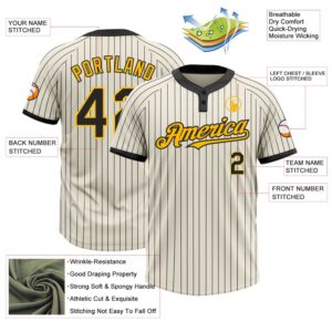 Cream Black Pinstripe Gold Two Button Unisex Softball Jersey Custom Team Softball Jersey 3 llnrpa.jpg