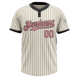 Cream Black Pinstripe Medium Pink Two Button Unisex Softball Jersey Custom Team Softball Jersey 2 lbq352.jpg