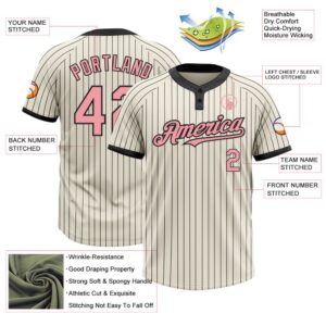 Cream Black Pinstripe Medium Pink Two Button Unisex Softball Jersey Custom Team Softball Jersey 3 slwwhu.jpg