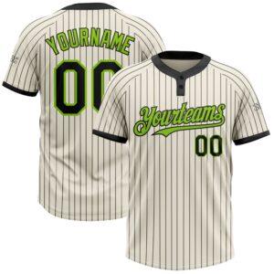 Cream Black Pinstripe Neon Green Two Button…
