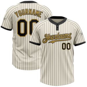Cream Black Pinstripe Old Gold Two Button…