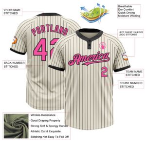 Cream Black Pinstripe Pink Two Button Unisex Softball Jersey Custom Team Softball Jersey 3 q5b1qg.jpg