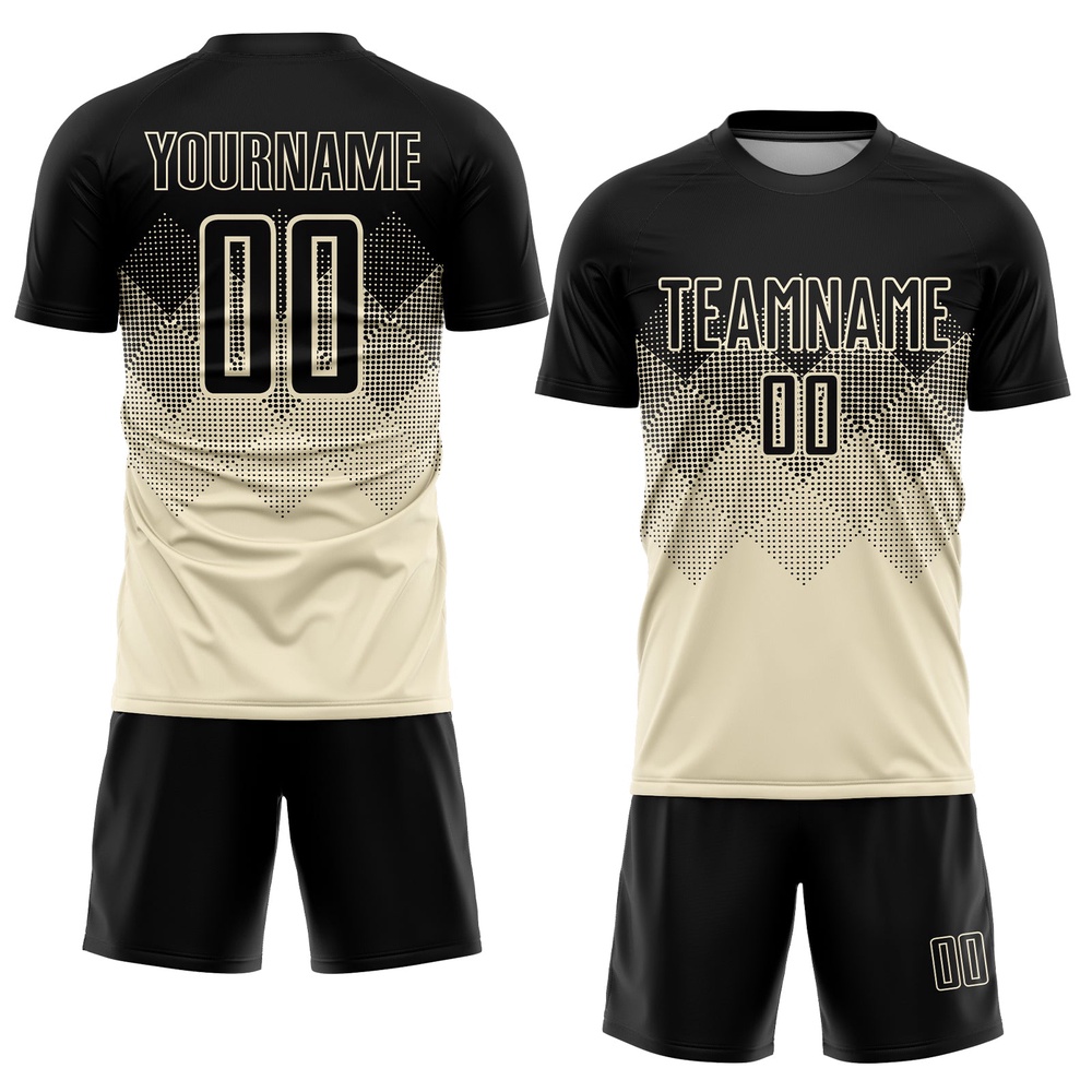 Cream Black Sublimation Soccer Uniform Jersey, Custom Team Soccer Jersey Shirt Cream Black Sublimation Soccer Uniform Jersey, Custom Team Soccer Jersey Shirt
