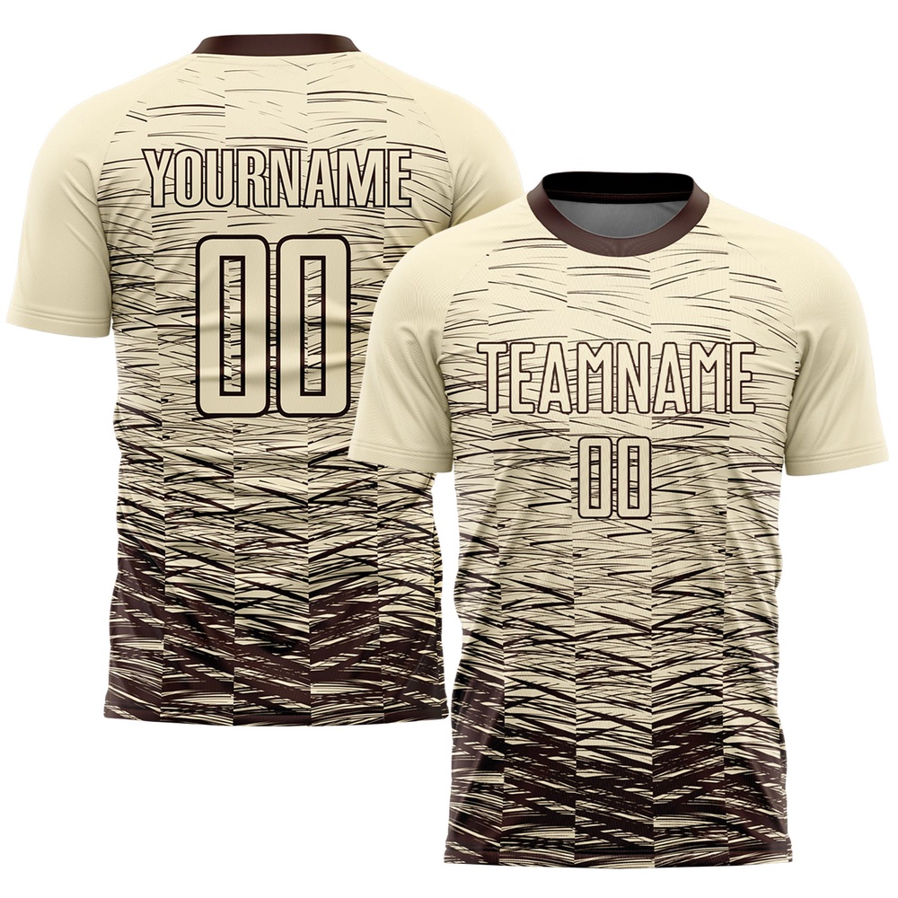 Cream Brown Sublimation Soccer Uniform Jersey, Custom Team Soccer Jersey Shirt Cream Brown Sublimation Soccer Uniform Jersey, Custom Team Soccer Jersey Shirt
