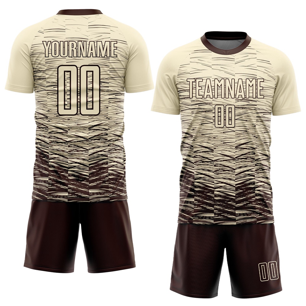Cream Brown Sublimation Soccer Uniform Jersey, Custom Team Soccer Jersey Shirt Cream Brown Sublimation Soccer Uniform Jersey, Custom Team Soccer Jersey Shirt