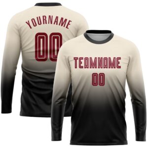 Cream Crimson Black Sublimation Long Sleeve Fade…