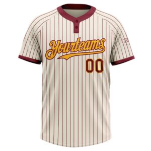 Cream Crimson Pinstripe Gold Two Button Unisex Softball Jersey Custom Team Softball Jersey 2 rr3826.jpg
